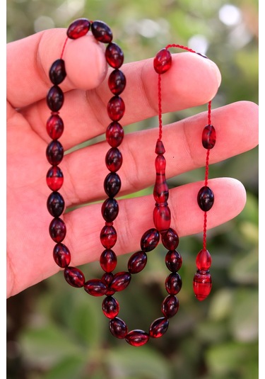 Hareli Kırmızı Siyah Arpa Kesim Özel Sistem Ateş Kehribar Tesbih 201024762