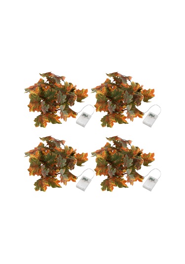 Maiyame Kışbayramı Dekorasyon Işıkları - Akçaağaç Yapraklı Led Işık Zinciri, Sürekli Ve Parıltı Modu, 2.2m 20 Işık, 4'lü Paket Aa Pil Gereklidir Sarı & Yeşil