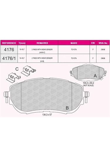 Fren Balatası Ön Toyota Corolla Toyota Aurıs 12- 25698