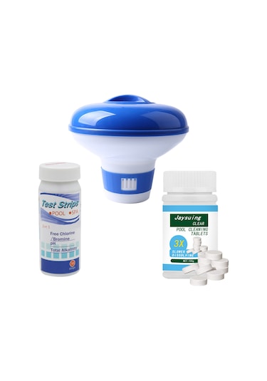 Hfambition Havuz Temizlik Seti: 1 Adet Tablet Dağıtıcı + 50 Adet Ph Test Şeridi + 100g Temizlik Tabletleri