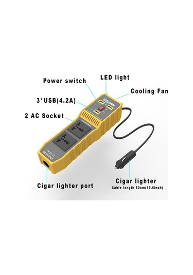 Wondernest Üç Usb'li 12v - 110v 300w Araç İçin Güç Çevirici Dc-ac Dönüştürücü