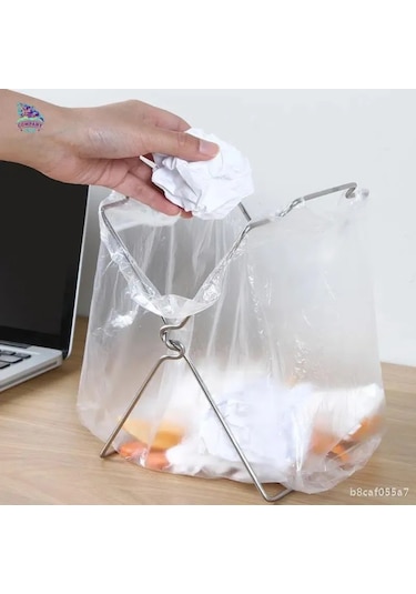 Xiyyadms Paslanmaz Çelik Mutfak Çöp Poşeti Tutucu, Konforlu Tahta Üstü Montajlı, Dayanıklı Ve Rust-önleyici, Gümüş Rengi, 1 Adet
