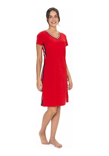 U.s. Polo Assn. 20007 Kadın V Yaka Kısa Kollu Günlük Gecelik Kırmızı U.s. Polo Assn. 20007 Kadın V Yaka Kısa Kollu Günlük Gecelik Kırmızı