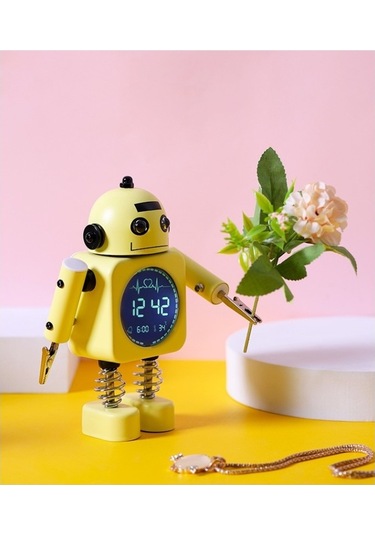 Soulader Sessiz Mekanizmalı Dijital Ekranlı Modern Çalar Saat, Metal Kasa, Yaratıcı Tasarım, Hediyelik Sari