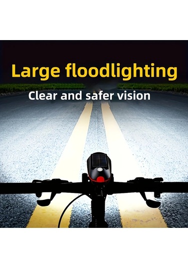 Elmpaly Turuncu Usb Şarjlı Solar Güneş Enerjili Bisiklet Ön Farı Işık Ve Korna Sinek Lamba Turuncu