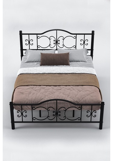 Argimo Pero Çift Kişilik Ferforje Metal Karyola 180x200 Siyah