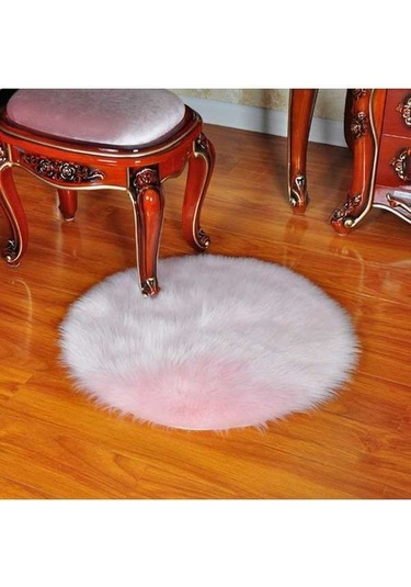 Tongxida Yumuşak Yuvarlak Pembe Halı, 60cm Saçlı Paspas - Yatak Odası/otura Odası Dekorasyonu