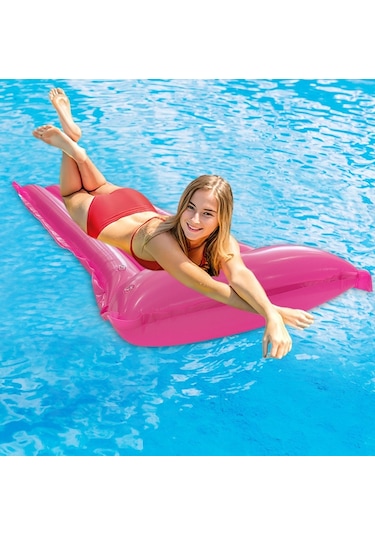 Ikkb Yetişkin Düz Renk Yüzen Su Şezlong Pvc Katlanabilir Şişme Yatak Gül Kırmızı