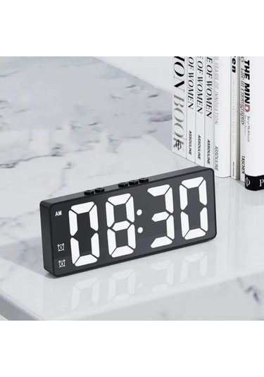 Led Çalar Saat Elektronik Öğrenci Dijital Saat Ses Kontrolü Çift Erteleme Black