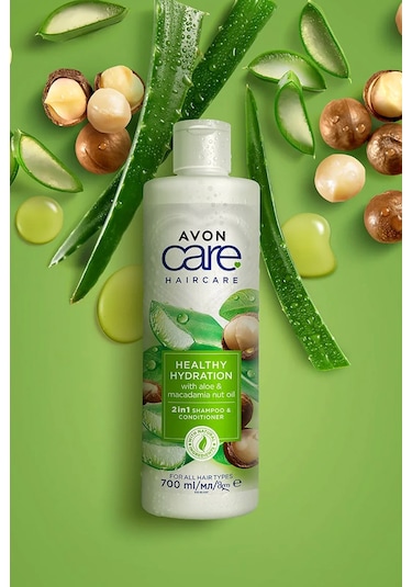Avon Care Aloe Vera ve Makademya Fındığı Yağı Şampuan ve Saç Bakım Kremi 700 ML