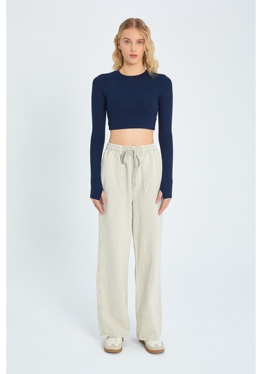 4572 Kadın Parça Boya Palazzo Pantolon Taş Taş