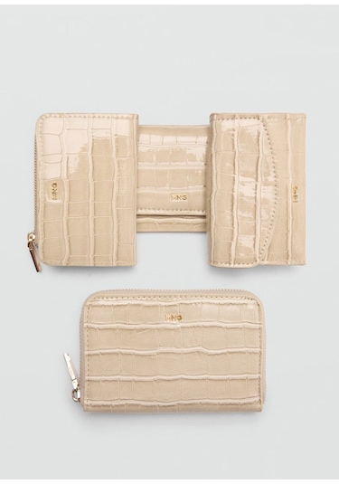 Timsah Derisi Görünümlü Bozuk Para Cüzdanı Bej