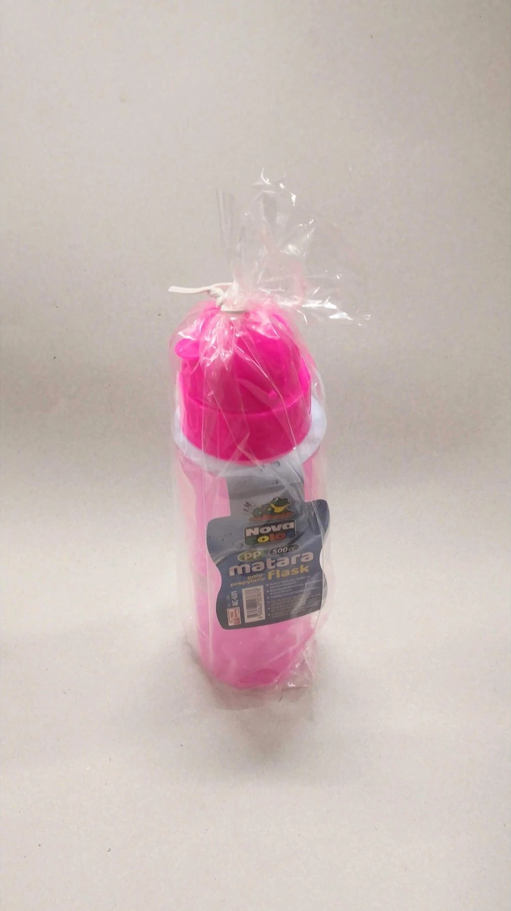 Pembe Şeffaf Pipetli Suluk Matara Pp Matara Doğa Dostu Ürün 500ml Pembe