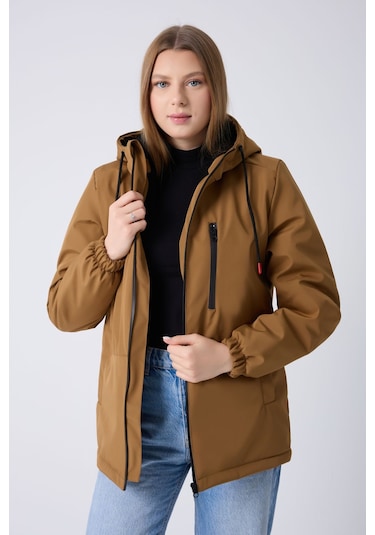 Montland Kadın Taba İçi Kürklü Su Ve Rüzgar Geçirmez Kapüşonlu Kışlık Mont Taba