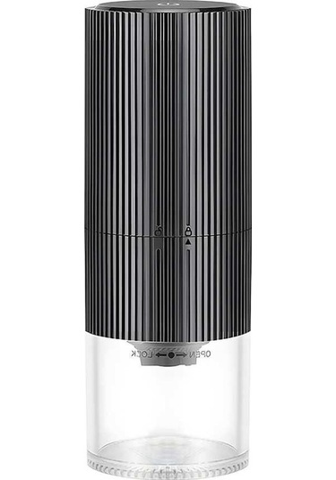 Createtech Taşınabilir Usb Şarjlı Paslanmaz Çelik Kahve Değirmeni - 25g Dokunmatik Otomatik Öğütücü Siyah Siyah