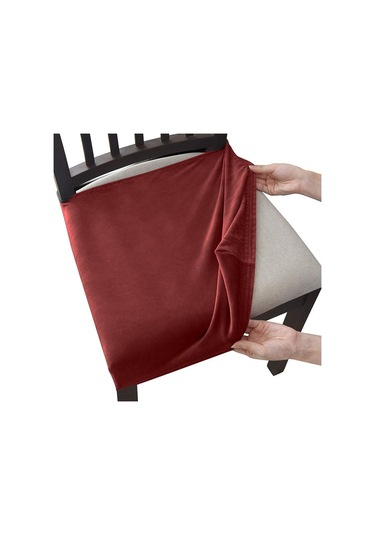 Bordo Kadife Sandalye Koltuk Kapakları Çıkarılabilir Yıkanabilir Anti-toz Streç Spandex Yemek Odası Döşemeli Sandalye Koltuk Slipcovers
