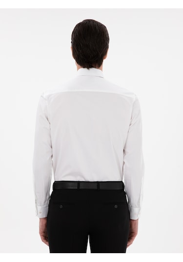 Cacharel Beyaz Slim Fit İtalyan Yaka Klasik Gömlek