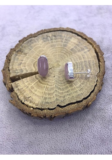 Gumusevi Pembe Kuvars Taşlı Gümüş 925 Ayar Küpe