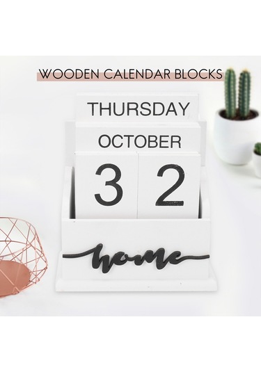 Ahşap Midye Kabuğu Masa Bloğu Takvim Hafta Ay Tarih Gösterimi