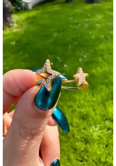 Çift Yıldız Ayarlanabilir Gold Yüzük