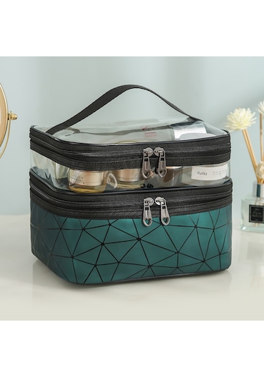 Dekohop Pu Deri İki Bölmeli Makyaj Çantası