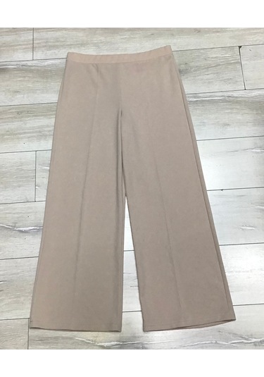 Scuba Beli Lastikli Bedenli Büyük Beden Bol Paça Panolont-inci Krem