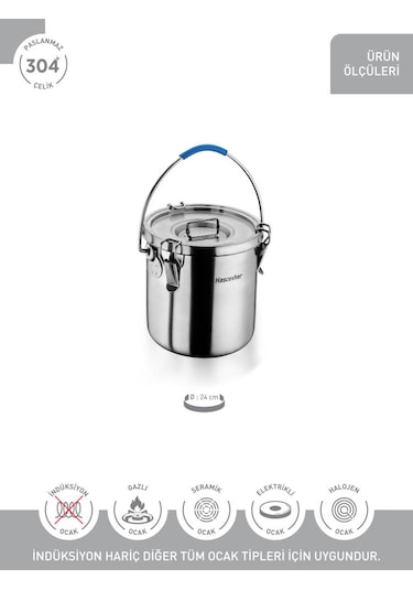 Hascevher Horeca 24 Cm Taşıma Kabı Tabansız Çelik