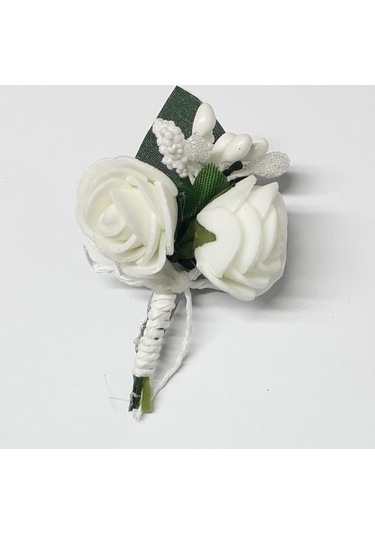 Damat, Sağdıç Ve Arkadaşlarına Lateks Güllü Yaka Çiçeği 10lu Beyaz