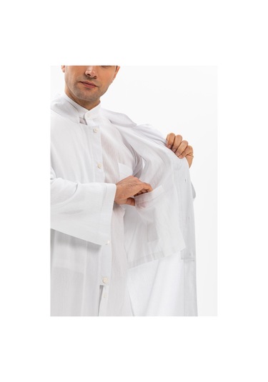 Şile Bezi İnce Erkek Namaz Cübbesi Yazlık Namazlık Pamuk Kumaş Cübbe Beyaz Byz-beyaz Beyaz