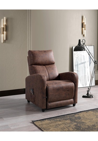 Linda Tekli Berjer Rehome Linda Tv Koltuğu 75x90x105 Cm Kahverengi