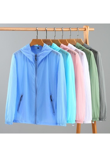 Moda Güneş Koruyucu Giysiler Yaz Erkekler İçin Rahat Upf 50 Ince Kapüşonlu Çiftin Artı Boyutu Yaz Ceketler Beyaz