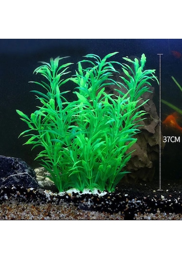 Xiyyadms Akvaryum Dekorasyonu: Yumuşak Plastik Yeşil Sahte Su Bitkisi - Renk Kaybı Olmayan, Suyu Kirlenmeyen, Büyük-küçük Tanklar İçin Uygun 37cm