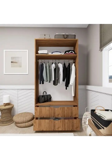 Atlas 2 Kapılı 2 Çekmeceli Çok Amaçlı Gardırop Atlantik Çam