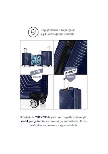 G&d Polo Suitcase Abs 3'lü Lacivert Lüx Valiz Seyahat Seti 600.04-set Lacivert