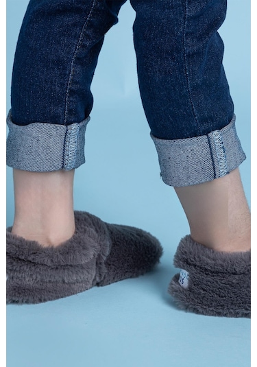 Furry Furry Gri Kürk Barefoot Patik