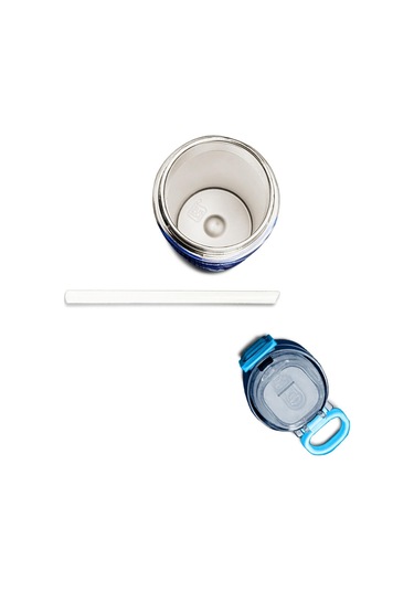 Coral High Kids Lacivert Saks Kamuflaj Desenli Pipetli Ve Direkt İçim Çelik Termos 500 Ml 31889 Saks Mavi