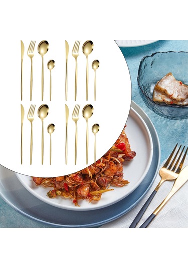 Suntek Mutfak Çatal Bıçak Takımı Çok Altın-16-adet