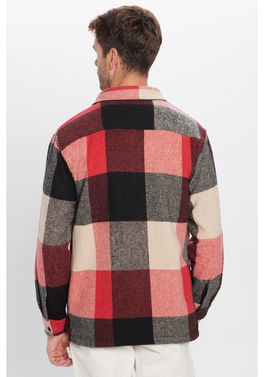 Erkek Relax Fit Rahat Kesim Tek Cepli Kareli Kışlık Oduncu Gömlek-32467 Çok Renkli