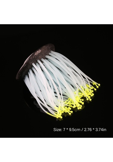 Vkemall Sarı Küçük Silikon Deniz Anemonu - Akvaryum Dekorasyonu, Işıklı Görünüm, Suya Güvenli, Sıkıcı Tutucu