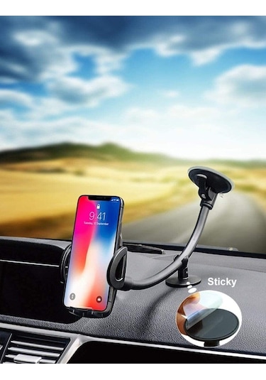 Uzun Kollu Vakumlu Destekli Telefon Tutucu Geniş Torpidolar Için