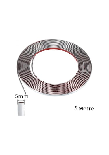 Yapışkanlı Nikelaj Şerit Bant Çıta 5mm 5 Metre Krom