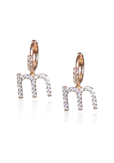 Kadın Kararmaz Çelik Lüks Küçük M Harf Küpe