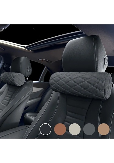 Dashanshop Hafızalı Köpük Araç Başlığı Yastığı Ash Gray Nefes Alabilir Uzun Yol Konfor