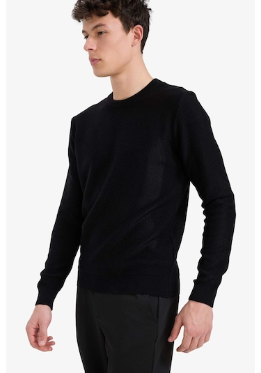 Defacto Standart Fit Bisiklet Yaka Triko Kazak C9618ax25aubk27 Siyah