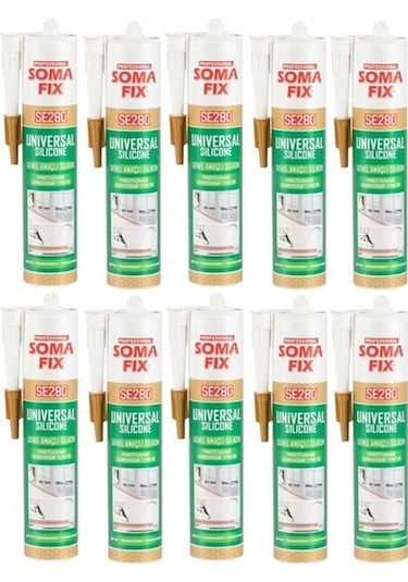 10 Adet Şeffaf Somafix Fermfix Genel Amaçlı Asetik Silikon Şeffaf