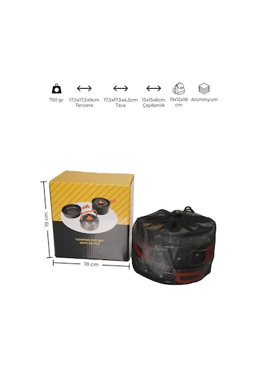 Urban Badger Vori 3 Parça Tencere Tava Çaydanlık Seti Gri