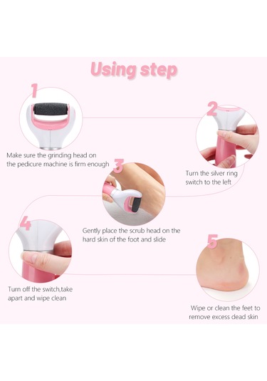 Moveevo Elektrikli Ayak Nasır Giderici Taşınabilir Usb Şarj Edilebilir Pedikür Cihazı Su Geçirmez Elektronik Ayak