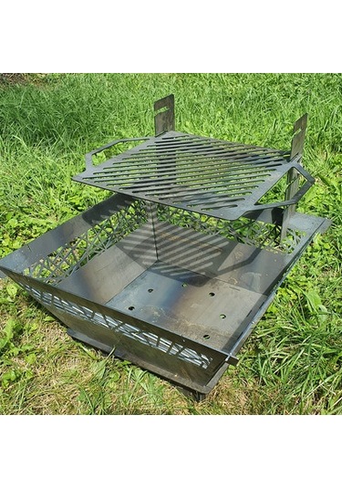 Portatif Ateş Çukuru Kademeli Izgaralı Bahçeniz İçin Dekoratif Siyah