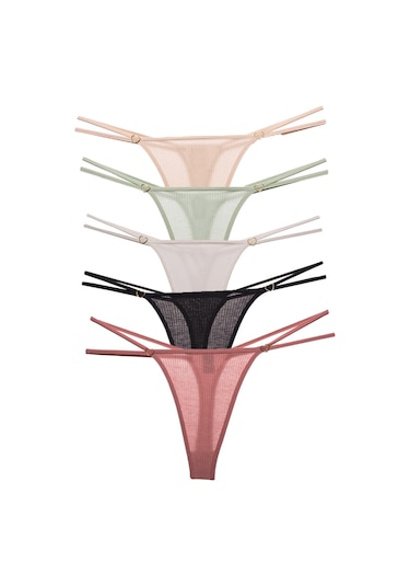 Vanilya Secret İpli String Pamuk 5'li Paket Çok Renkli