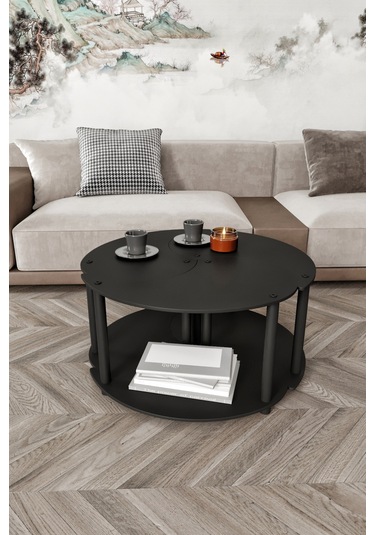 Yin Yang Unıty Serenıty Orta Sehpa 3 Lü Siyah 70cm Siyah